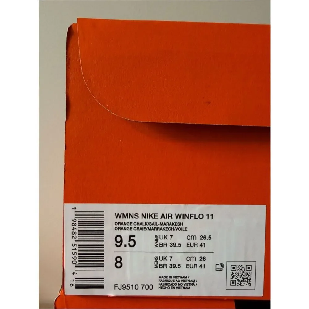 Nike Air Winflo 11 Sail Orange FJ9510-700 Women’s Size 9.5